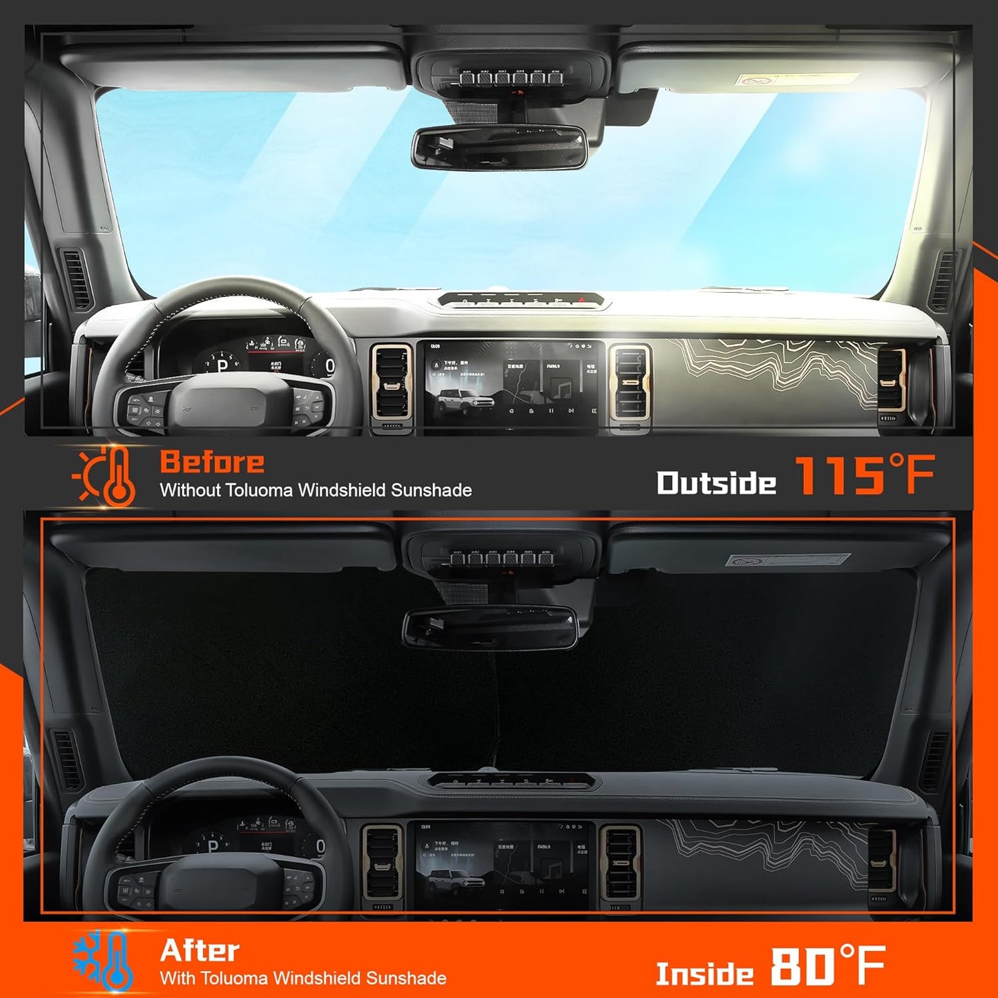 Custom Fit Windshield Sun Shade for Tahoe 2015-2020 - Full Coverage, 210T Reflective Fabric, Double-Layer Design - Blocks 99% UV Rays, Keeps Car Cool, Easy to Install and Store