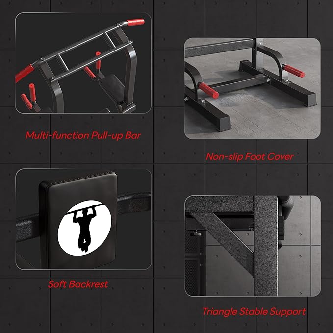 SogesPower Power Tower Pull Up Bar Station Multi-Function Pull Up Bar Stand for Home Gym, Adjustable Height Pull Up Dip Station Dip Bar Strength Training Fitness Equipment,Up to 500LBS