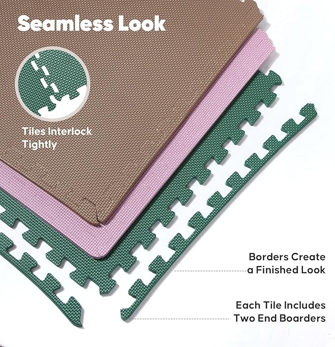 Home Gym Mat, Puzzle Exercise Mat, EVA Interlocking Foam Floor Tiles for Home Workout Equipment and Kids' Play Areas - Blue, 24 in x 24 in x ½ in - (Green, 16 Pack(64 SQ FT))