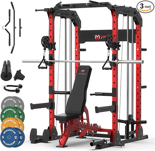 Power Rack for Home Gym – 2000LB Capacity Multifunction Squat Rack with Cable Crossover, Includes 16 Professional attachments for Home Gym Strength Training, P63 Rampage