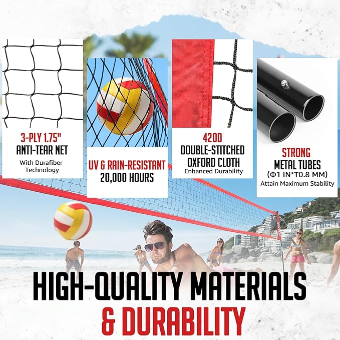 Volleyball Net, 12FT Training Set with 3-Level Adjustable Height (8'/7.4'/6.6'), Freestanding Portable Practice Net for Backyard, Serving & Spiking Drills, with Carry Bag for Outdoor & Indoor