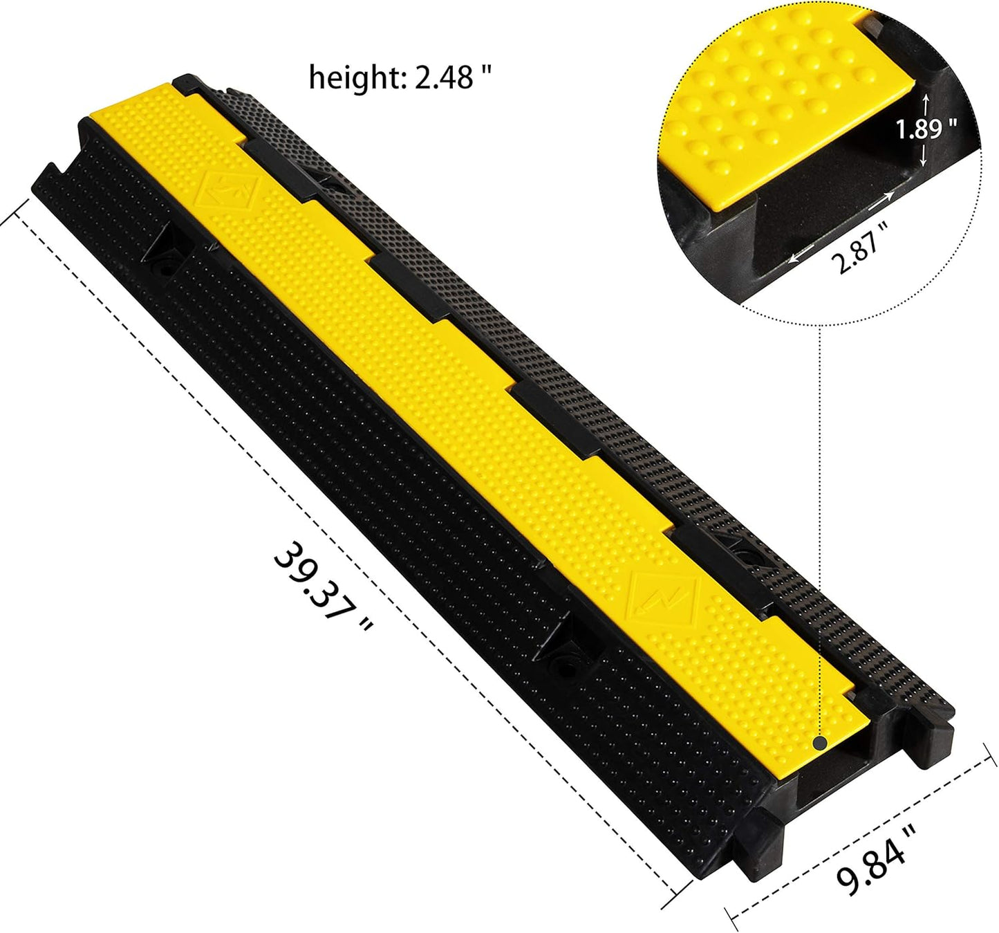 1 Pack Rubber Cable Ramp Hose Cable Protector Ramp 1 Channel 22000Lbs Load Capacity Traffic Speed Bump Wires Power Lines Extension Cord Cover for Indoor Outdoor