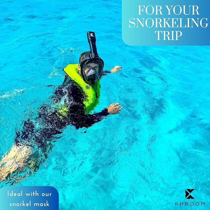 Khroom Inflatable Snorkel Vest for Adults and Teenagers | 60"-75" Height | 90-220 lbs | V2 2025 Model | Buoyancy Jacket for Snorkeling and SUP - Snorkel Vest, Buoyancy Aid