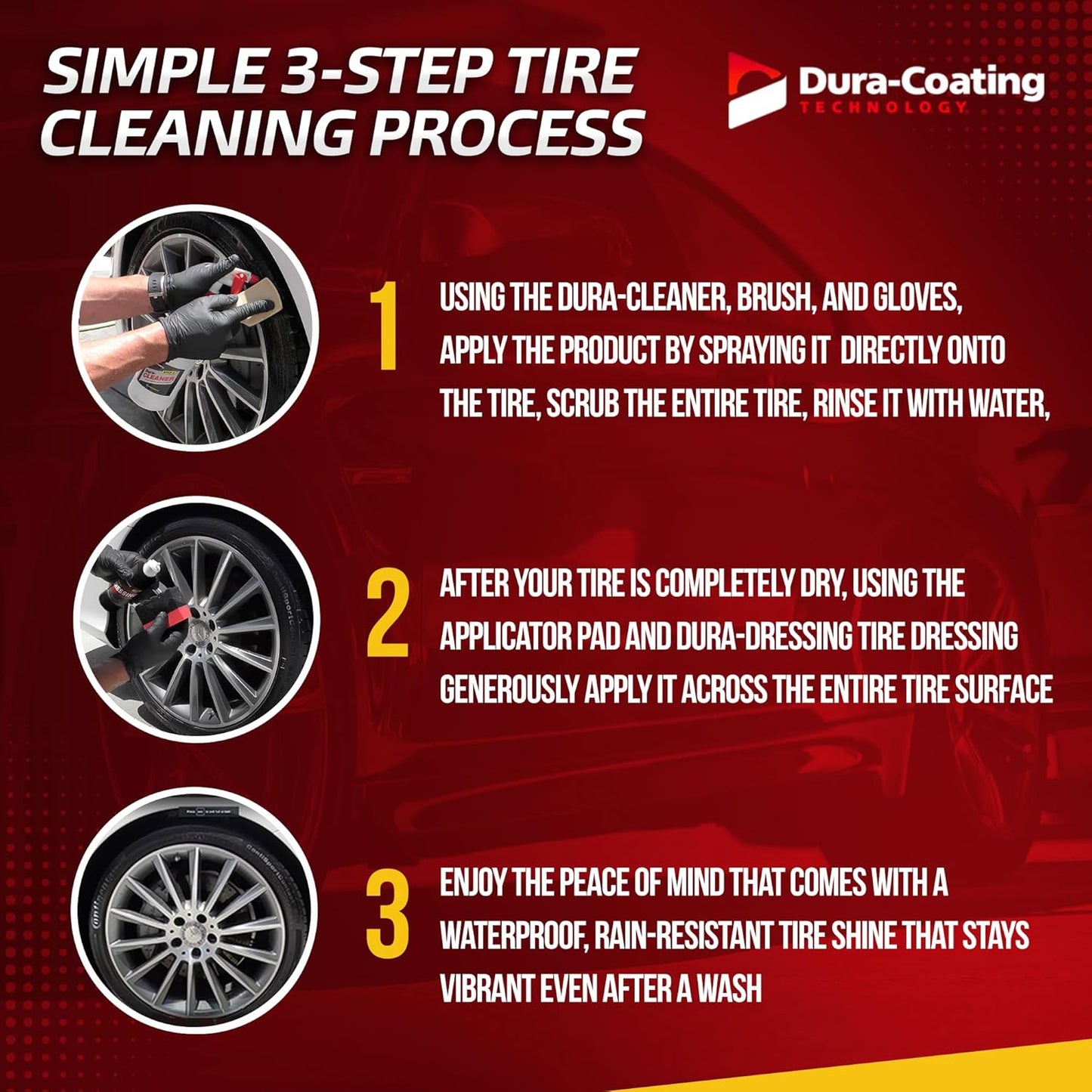 DURA-COATING TECHNOLOGY, Dressing Tire Dressing Re-Load Kit, for Tires Already Coated with Dura-Dressing - Car Tire Shine for Ultimate High Gloss Shine, Protection & Renewal - XXL 16oz Bottle