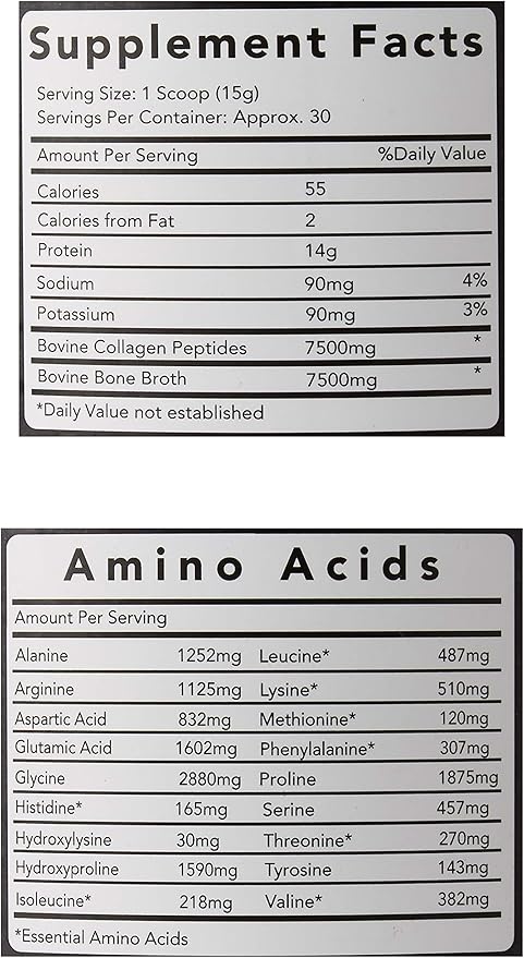 Premium Collagen Peptides Bone Broth Powder: Grass Fed Hydrolyzed Collagen Boost for Healthy Skin, Nails, Hair, Joints, Muscles, Bones, Digestion, Keto Friendly, Unflavored