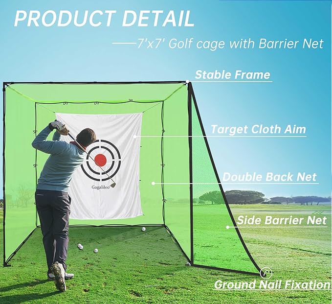 Golf Practice Hitting Nets for Backyard Driving Indoor Use Heavy Duty Practice Golf Driving Nets for Backyard Premium Portable Golf Impact Nets Cages with Frame