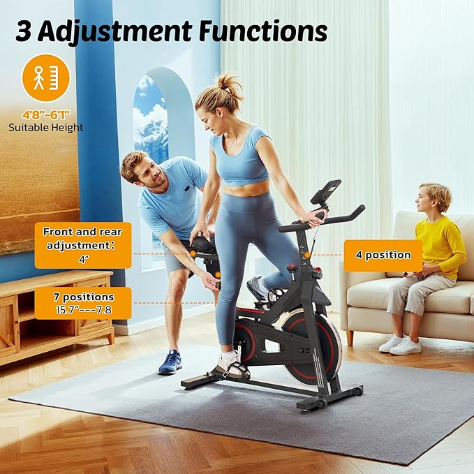 Exercise Bike Stationary Bikes for Home Cycling Bike Indoor Bike with Comfortable Seat Cushion LCD Monitor Silent Belt Drive 300 lbs Weight Capacity Heavy Flywheel
