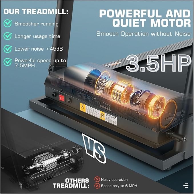 ANCHEER 2025 Premium Treadmill - 3.5HP Treadmills 350+ LBS Weight Capacity- 3-Level Incline, Foldable Design, Adjustable Height with Desk & Pulse Sensor - Perfect for Home Office & Family Workouts