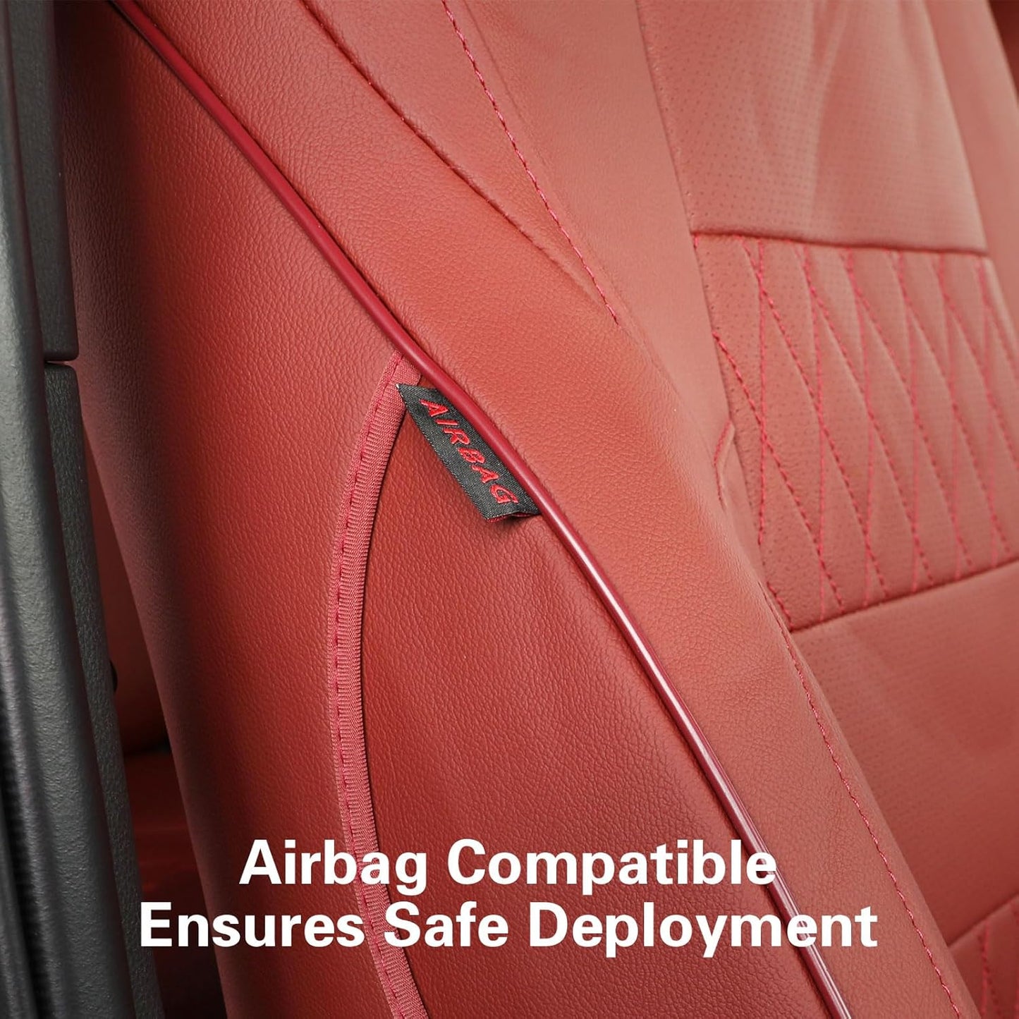 EKR Custom Fit Tacoma Front Car Seat Covers for Select Toyota Tacoma (Petrol & Hybrid) 2024 2025 Double cab SR,SR5,TRD Sport,TRD Off-Road,Limited - Front Row Only,Leather (Burgundy)