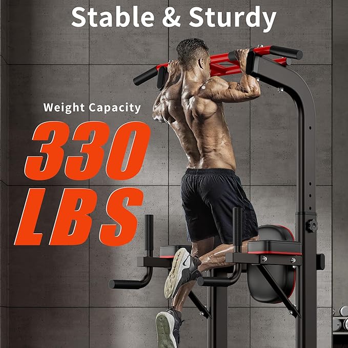 sogesfurniture Adjustable Dip Station & Pull Up Bar – Heavy Duty Calisthenics Workout Equipment for Home Gym, Multi-Function Fitness Training with Push Up Handles, Dips, Pull Ups & Push Ups