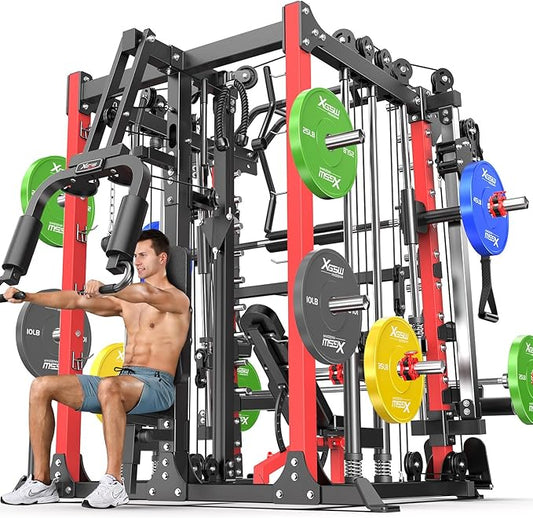 Power Cage,1600lbs Multi-Function Power Rack with Adjustable Cable Crossover System and More Training Attachment, Weight Cage for Home Gym