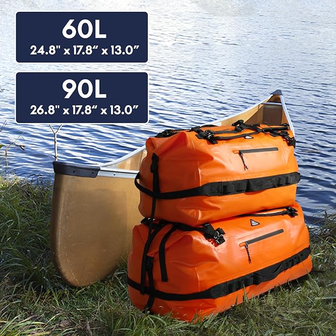 Haimont Large Waterproof Duffel Backpack Roll-Top Heavy Duty Dry Duffle Bag for Boating, Travel, Motorcycle, Kayaking, Camping, 60L