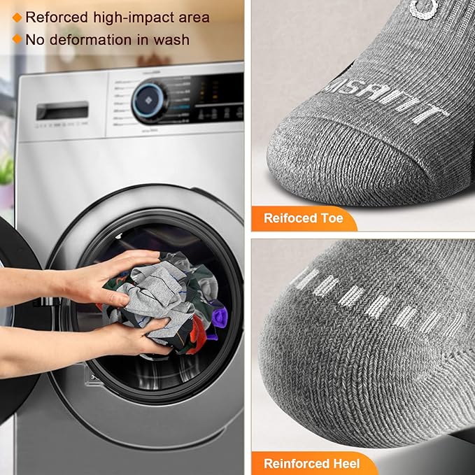 BULLIANT Compression Socks for Men 6Pairs, Athletic Crew Socks Cushioned For Men Sports Running-Arch Support