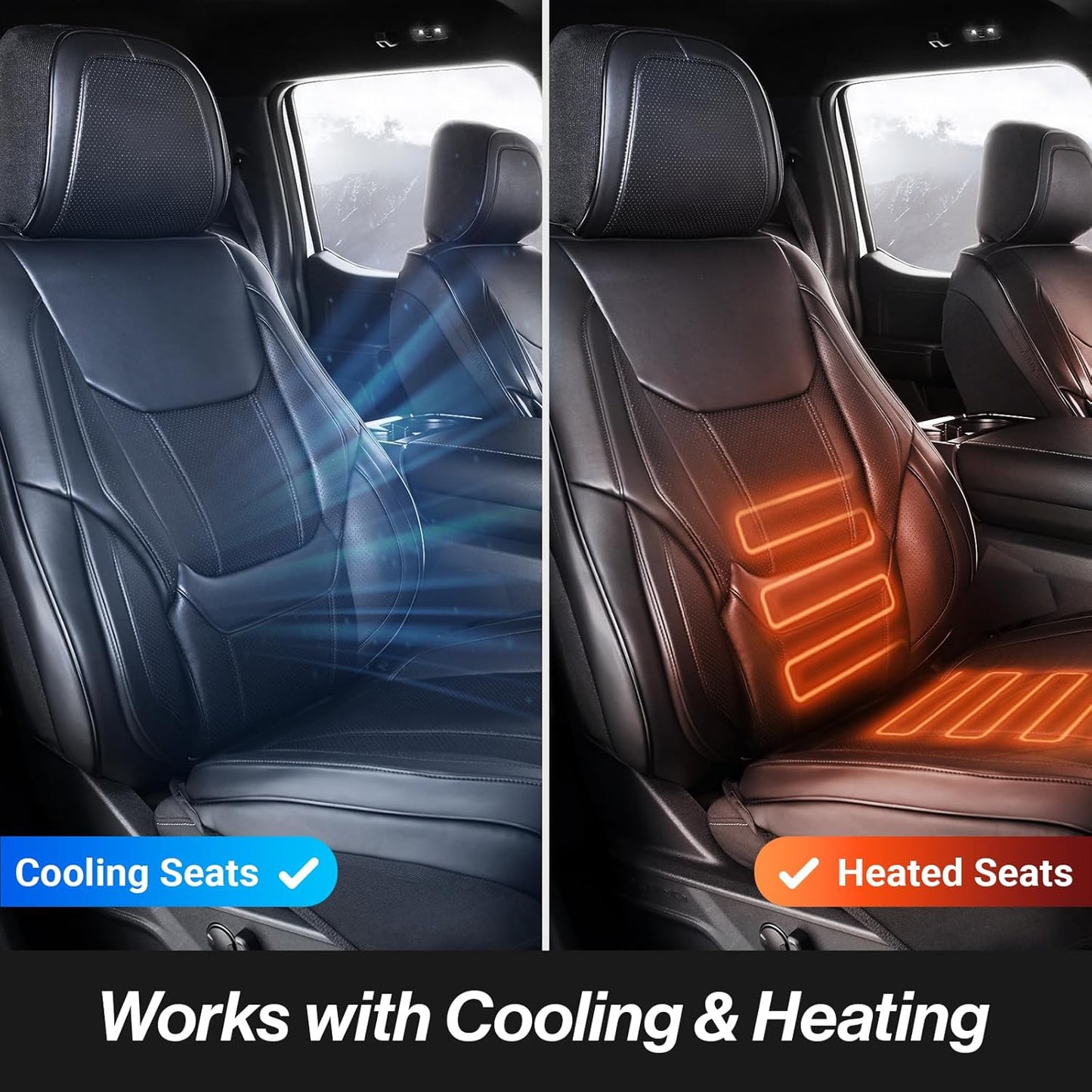 Coverland Custom Car Seat Covers Compatible with 2005-2021 Frontier King Cab, Crew Cab - Premium Leather Non-Slip Waterproof Cover Interior Protector Full Set-Black [See Size Chart-Size X116]