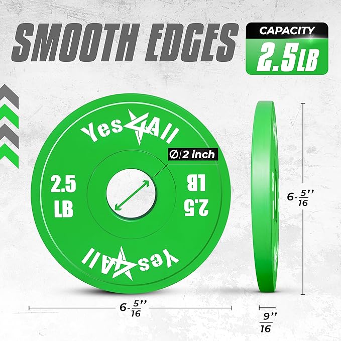 Yes4All Fractional Weight Plates Set, Available In Steel And Rubber, Set of 2/4/6 Plates in 1.25LB, 2.5LB, or 5LB Sizes, Micro Change Plates for Dumbbell and Olympic Barbell Weightlifting