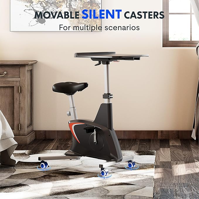 FLEXISPOT Exercise Bike with 2D Desktop, Space Saving Under Desk Bike with Removable Desk, Stationary Bikes Indoor Bikes with 300LBS Heavy Duty 8-Level Resistance Flywheel Optional LCD, V9PRO/V9MAX