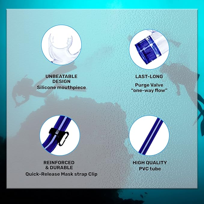 H2Odyssey SP-3 Neptune Childrens Snorkel - Kids Dry Snorkel with Silicone Mouthpiece