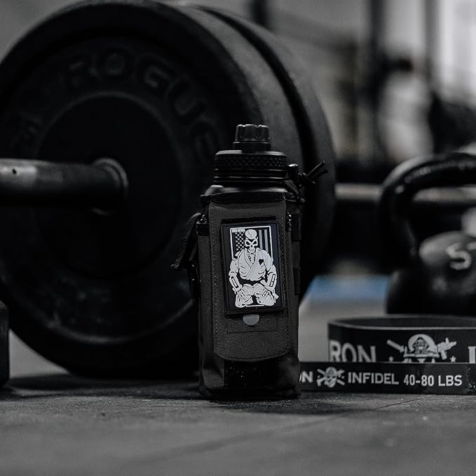 Iron InfideI Battle Bottle Sleeve - 64 oz and 32 oz Water Bottle Sleeve Only for Half Gallon 1L Steel Water Bottle | Rugged Cover with Molle for Versatile Design with Storage for Phone, Wallet & Keys