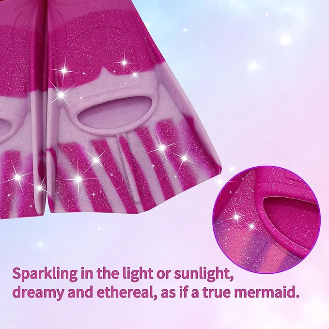 Kids Swim Fins,Short Kids Fins Youth Swimming Flippers for Lap Swimming Training for Children Girls Boys Beginners