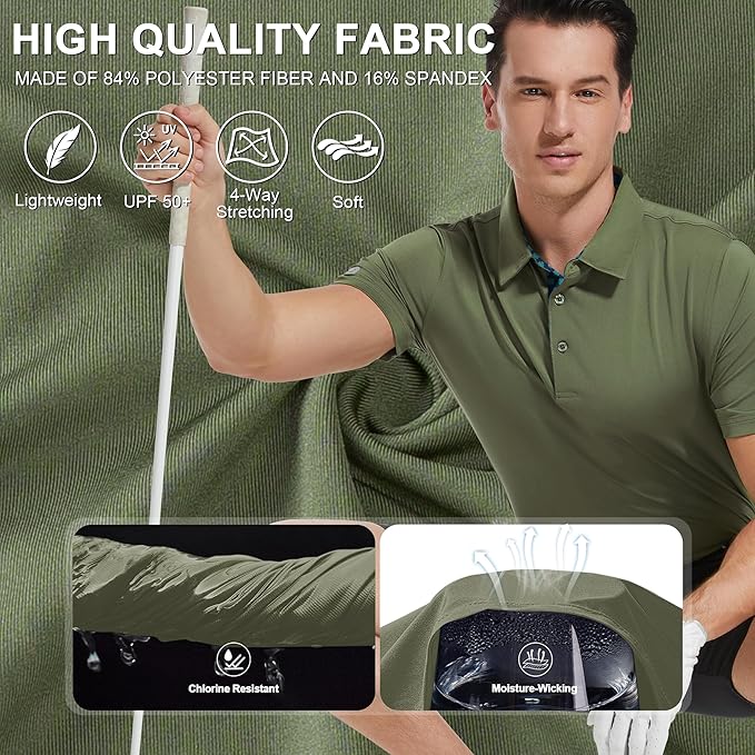 Mens Polo Shirts Short Casual Solid Stylish Dry Fit Performance Designed Collared Golf Polo Shirts for Men