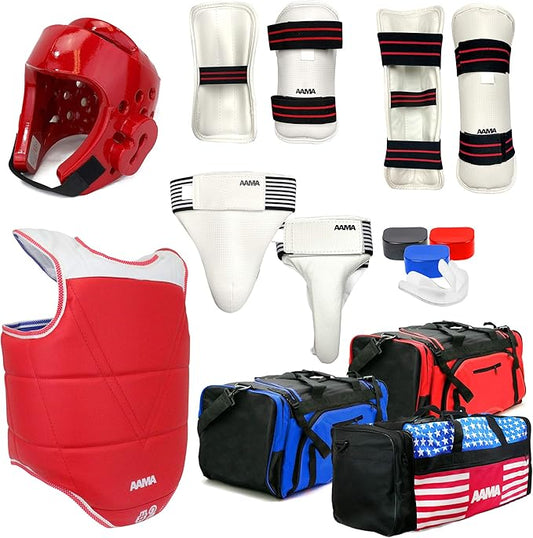 AAMA Complete Taekwondo Sparring Protective Gear Equipment Set - Customizable