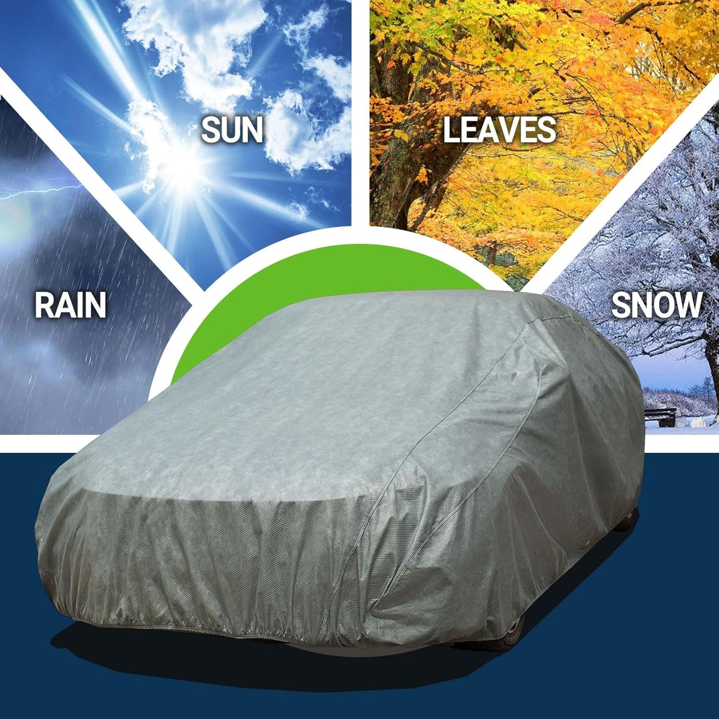 All Weather Waterproof Car Cover, 7-Layer Non-Woven Cotton Car Covers for Automobiles Car Snow Cover, Full Exterior Covers, Winter Rain Sun Sedan, Grey, Size Sedan C5