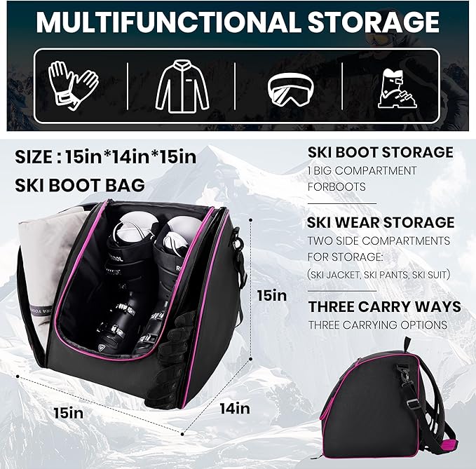 Ski Bag and Ski Boot Bag Combo-Padding Skis Bag for Air Travel,Water Proof Ski Boot Bag Fits for Skis Up to 200 CM and Boots Up To Size US13,Adults Ski Travel Bag