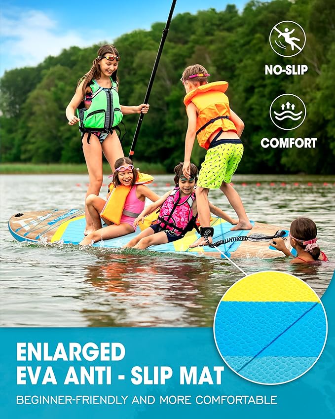 Inflatable Stand Up Paddle Board for Adults with Seam Welded Technology, 10'6''x33''x6'', Durable SUP with Dual-Blade Paddle and Complete Accessories, 390 lbs Capacity, Beginner-Friendly