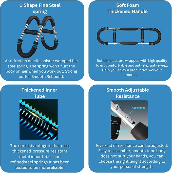 Twister Arm Trainer – Adjustable Resistance Chest Expander & Forearm Strengthener – Steel Core Upper Body Workout Bar for Arms, Wrists, Shoulders & Home Gym Fitness