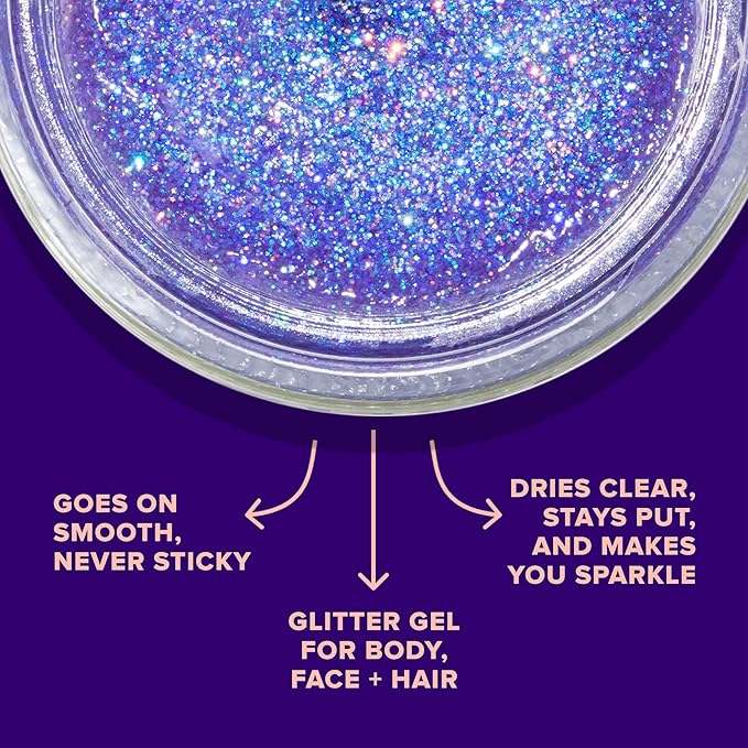 Unicorn Snot Face & Body Glitter - Cosmetic-Grade Holographic Glitter Gel - Makeup for Festivals, Raves, Anime Cosplay - Safe for Face, Easy Application & Removal, 1.7oz Purple (Ultraviolet)