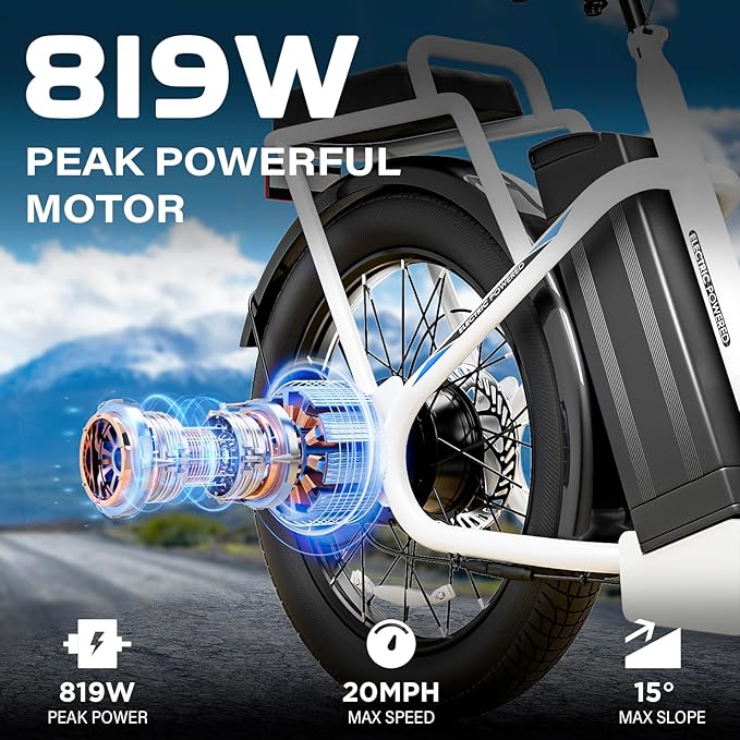 Caroma Electric Scooter with Seat, 48V Removable Battery E-Bike, Up to 30Miles&20MPH, 500/800/1200W Motor, 20" Fat Tire Adult Electric Bicycles for Commuting with Basket