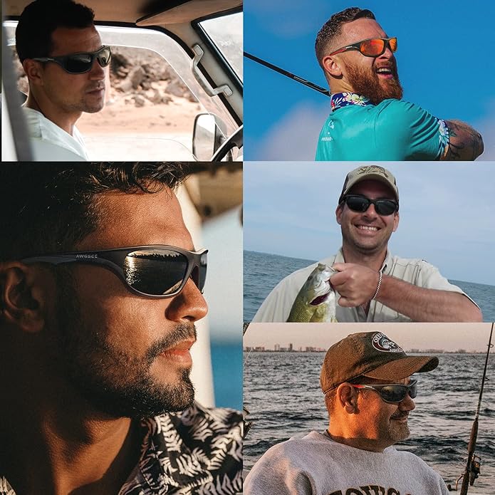 Polarized Sports Sunglasses for Men,TR90 Unbreakable Frame Sunglasses for Fishing Driving Cycling UV400 Protection