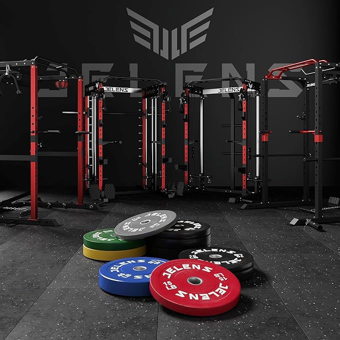 Olympic Barbell Weight Plates Set, 2-Inch Black/Colored Rubber Bumper Plate Weight Set for Strength Training and Weightlifting, Multiple Options