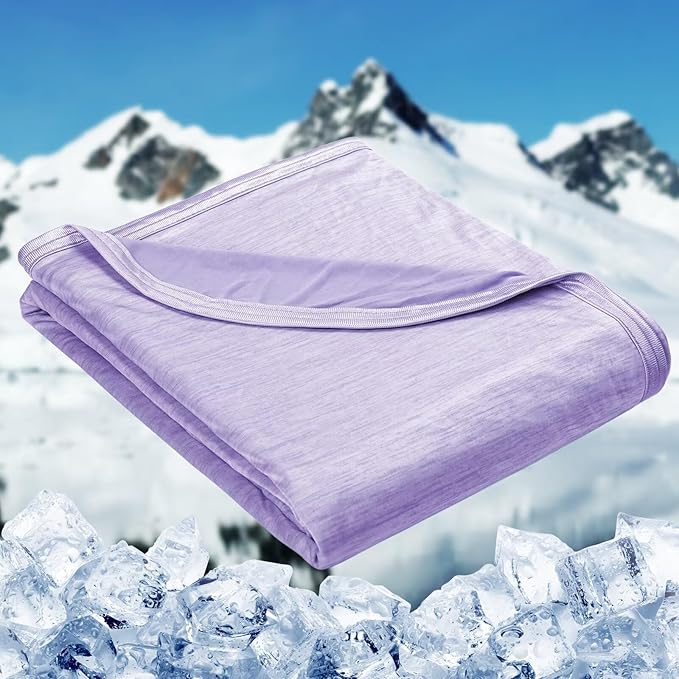 HOMFINE Cooling Blankets for Hot Sleepers - Summer Blanket Thin Lightweight Breathable Soft Double Side Enhanced Cooling for Bed Couch Sofa, Keep Cool for Night Sweats (Purple, 50 x 70 inches)