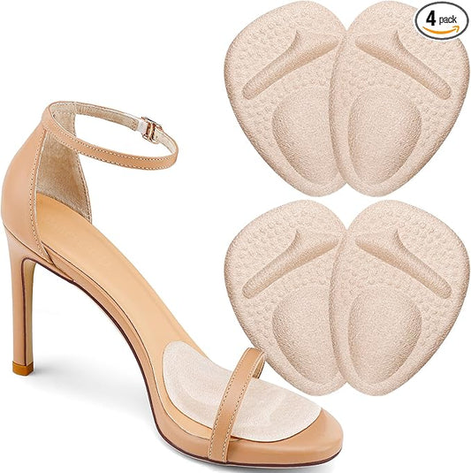 Ball of Foot Cushions, Metatarsal Pads Women, High Heels Non-Slip Comfort Pads, Shoe Support for Metatarsalgia Mortons Neuroma Pain Relief (2 Pairs,Beige)