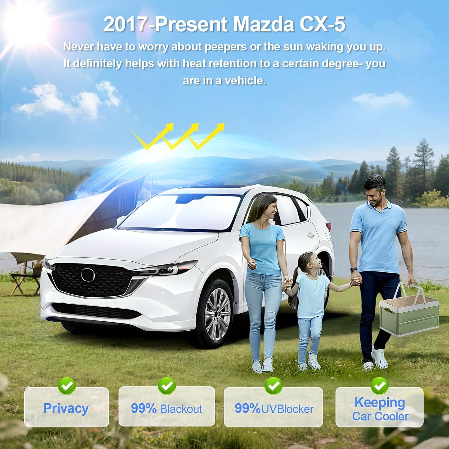 8pcs Car Window Shades for Mazda CX-5 2017-Present Accessories,Windshield Side Rear Full Sunshade,Sun Visor UV Blocking, Privacy Protection and Blackout for Camping Outdoor