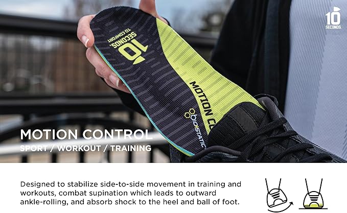 10 Seconds 3210 Motion Control Shoe Insoles, M 7, W 9