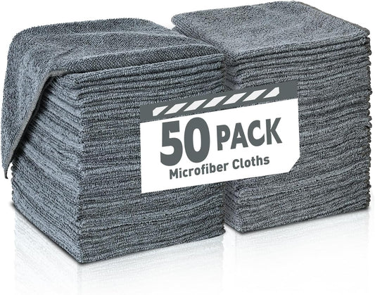 Microfiber Cleaning Cloths Bulk Pack-50 Pack, Microfiber Towels Bulk, Towels for Cars, Cleaning Rags Gray (12x12 inches)