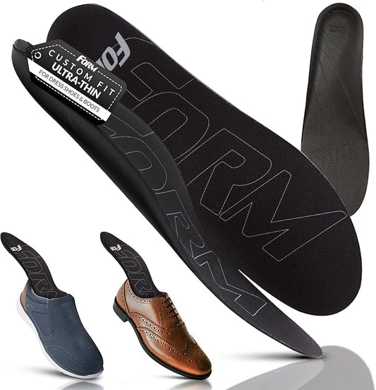 Ultra-Thin Plantar Fasciitis Insoles Designed for Comfort & Maximum Pain Relief, Ideal for Dress Shoes & Boots | Black (Women's 6.5-7)