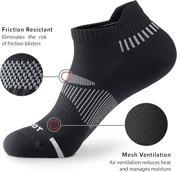 MONFOOT Men's/Women's 3-10 Pairs Silky Dry Athletic Cushion Ankle Socks, Multipack
