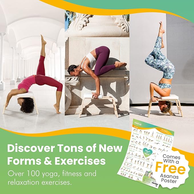 FeetUp - The Original Yoga Headstand Bench, Vegan Handstand Trainer Bench and Stand, Strength Training Inversion Equipment for Relaxation and Strength, Includes App & Starter Kit, #1 Worldwide