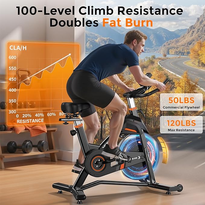 YOSUDA Magnetic Exercise Bike,Stationary Bikes for Home with Exclusive App, 400 lbs Weight Capacity & 50 lbs Flywheel, Indoor Cycling Bike with Tablet Holder & Adjustable Seat and Handlebars