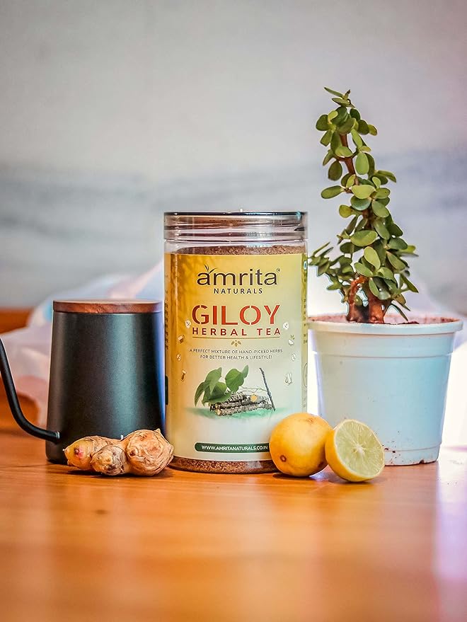 Amrita Naturals Giloy Guduchi Instant Herbal Tea – Pack of 2 (1.10 lb / 500g Each) | Tinospora Cordifolia Blend | Caffeine-Free & Vegan | Natural Flavor | No Artificial Colors or Preservatives