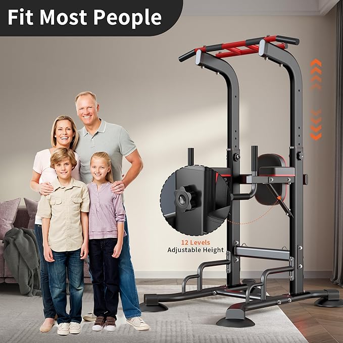 sogesfurniture Adjustable Dip Station & Pull Up Bar – Heavy Duty Calisthenics Workout Equipment for Home Gym, Multi-Function Fitness Training with Push Up Handles, Dips, Pull Ups & Push Ups