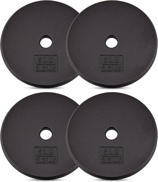 Yes4All Standard 1" Cast Iron Weight Plate - Ideal for Strength Training - Multiple Weight: 5LB to 25LB (Single & Set of 4)