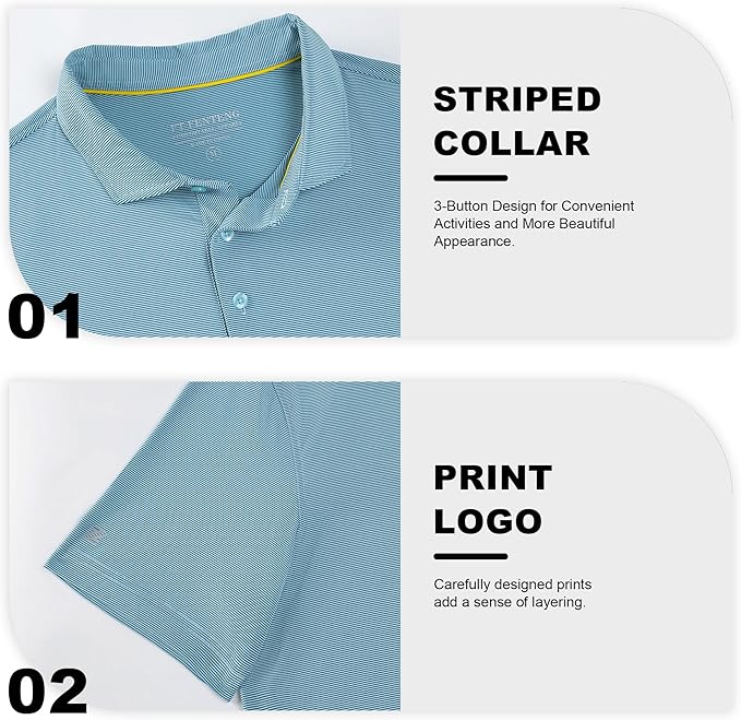 Mens Polo Shirts Short Casual Solid Stylish Dry Fit Performance Designed Collared Golf Polo Shirts for Men