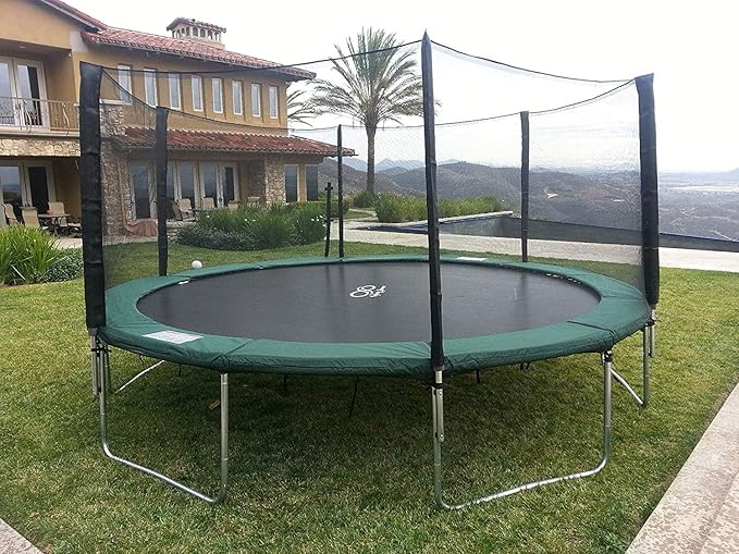 Happy Trampoline Round Trampolines 14 FT, 15 FT, 16 FT - ASTM Approved - Outdoor Gymnastic Trampolines for Adults and Kids with Net Enclosure