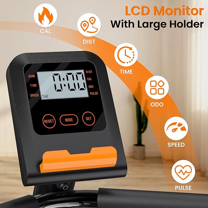 Recumbent Exercise Bike for Home Use, Quiet Recumbent Stationary Bikes for Adults & Seniors, 16-Level Resistance, Adjustable Seat, Supports 400LB, Pulse Sensors & LCD Display