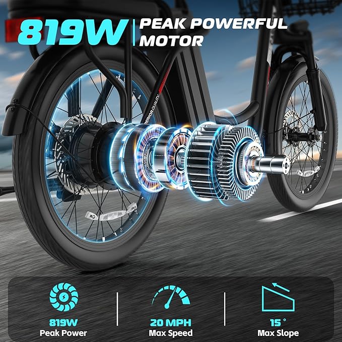 Caroma Electric Scooter with Seat, 48V Removable Battery E-Bike, Up to 30Miles&20MPH, 500/800/1200W Motor, 20" Fat Tire Adult Electric Bicycles for Commuting with Basket