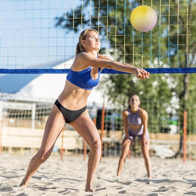 Size 5 Volleyball - Durable PU Leather, Indoor/Outdoor. Soft Control, Great Airtightness for Training/Games. Ideal for All Ages